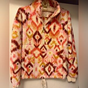 Billabong Super Warm half zip Fleece with Pink and Orange Hues